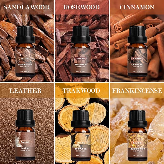 Woodsy Essential Oils Set for Men, Masculine Essential Oils, 12 x 10ml Natural Fragrance Essential Oils for Diffuser, Candle