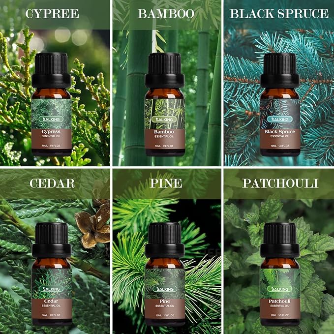 Woodsy Essential Oils Set for Men, Masculine Essential Oils, 12 x 10ml Natural Fragrance Essential Oils for Diffuser, Candle