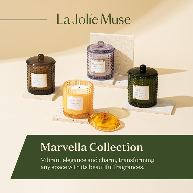 Woody Jasmine Candles for Home Scented, Luxury Candles Gifts for Women, Mother's Day Gift, Natural Soy Wax, 75 Hours 10 OZ