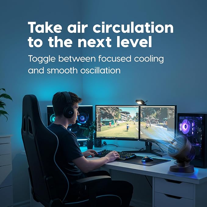 WOOZOO Air Circulator Fan with Remote, Oscillating, 3 Speeds, 56ft Max Air Distance, Adjustable Tilt, Quiet Motor, Small Fan