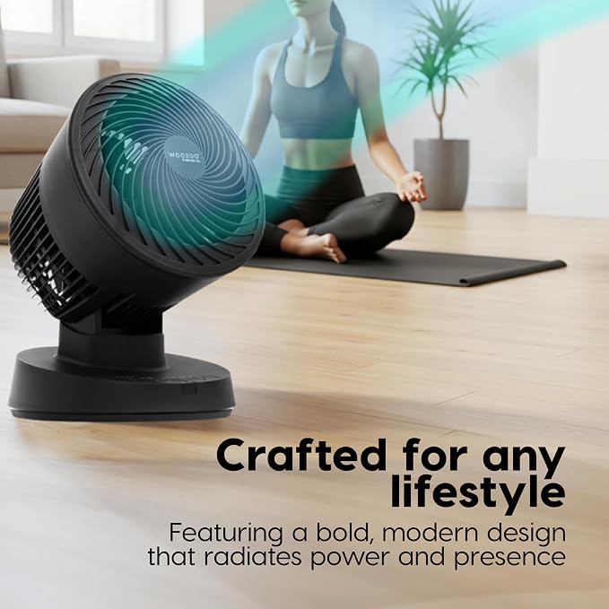 WOOZOO Air Circulator Fan with Remote, Oscillating, 3 Speeds, 56ft Max Air Distance, Adjustable Tilt, Quiet Motor, Small Fan
