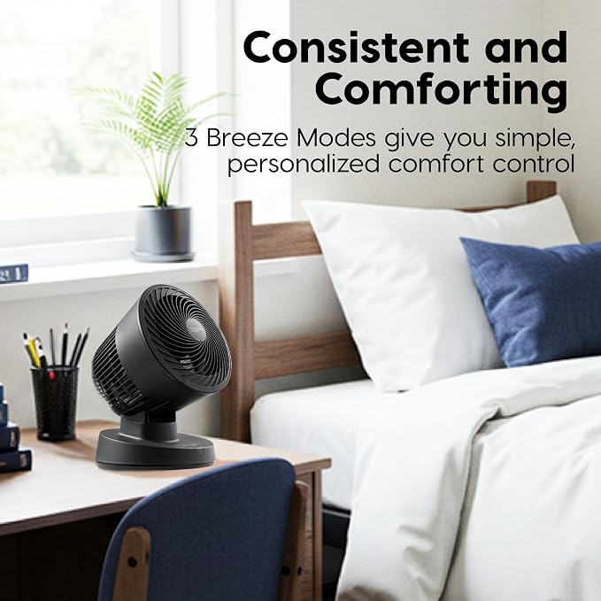WOOZOO Air Circulator Fan with Remote, Oscillating, 3 Speeds, 56ft Max Air Distance, Adjustable Tilt, Quiet Motor, Small Fan