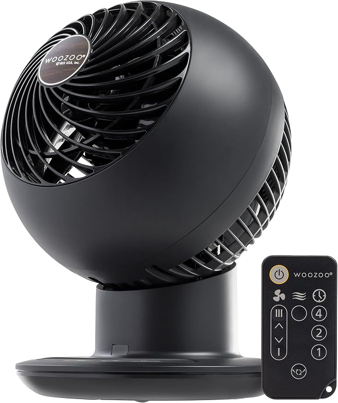 WOOZOO Air Circulator Fan with Remote, Oscillation, 5 Speeds, 82ft Max Air Distance, 90° Adjustable Tilt, 30db Quiet Motor