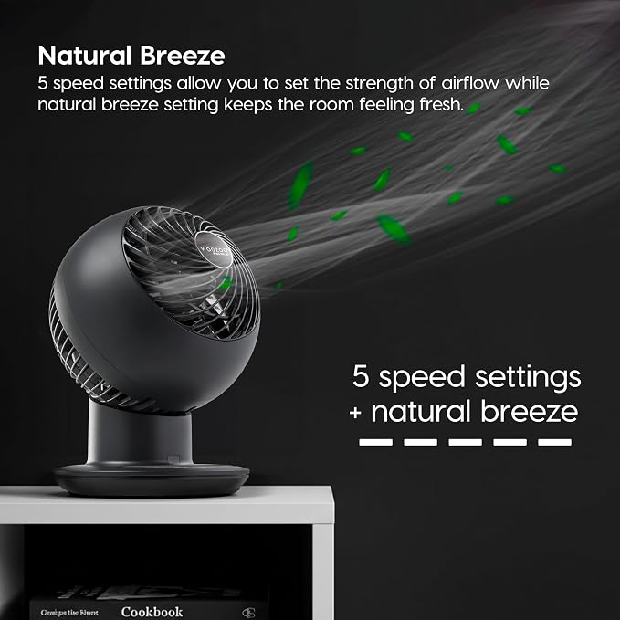 WOOZOO Air Circulator Fan with Remote, Oscillation, 5 Speeds, 82ft Max Air Distance, 90° Adjustable Tilt, 30db Quiet Motor