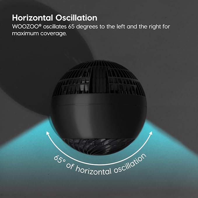 WOOZOO Air Circulator Fan with Remote, Oscillation, 5 Speeds, 82ft Max Air Distance, 90° Adjustable Tilt, 30db Quiet Motor