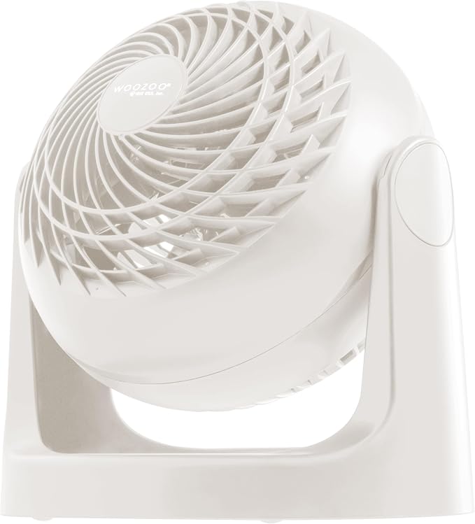 WOOZOO Desk Fan, Air Circulator, 3 Speeds, 52ft Max Air Distance, 360° Adjustable Tilt, 30 db Quiet Motor, Fan for Bedroom