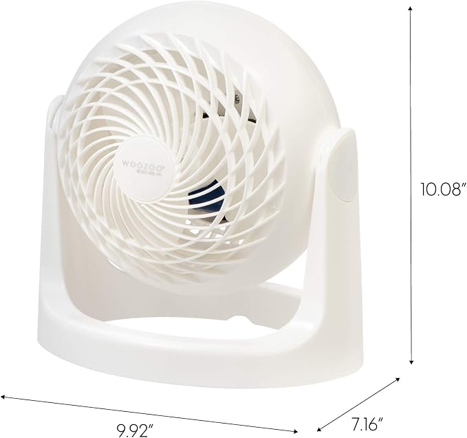 WOOZOO Desk Fan, Air Circulator, 3 Speeds, 52ft Max Air Distance, 360° Adjustable Tilt, 30 db Quiet Motor, Fan for Bedroom
