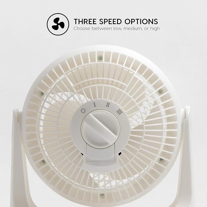 WOOZOO Desk Fan, Air Circulator, 3 Speeds, 52ft Max Air Distance, 360° Adjustable Tilt, 30 db Quiet Motor, Fan for Bedroom