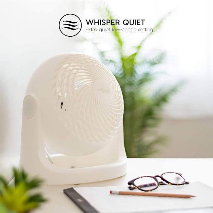 WOOZOO Desk Fan, Air Circulator, 3 Speeds, 52ft Max Air Distance, 360° Adjustable Tilt, 30 db Quiet Motor, Fan for Bedroom