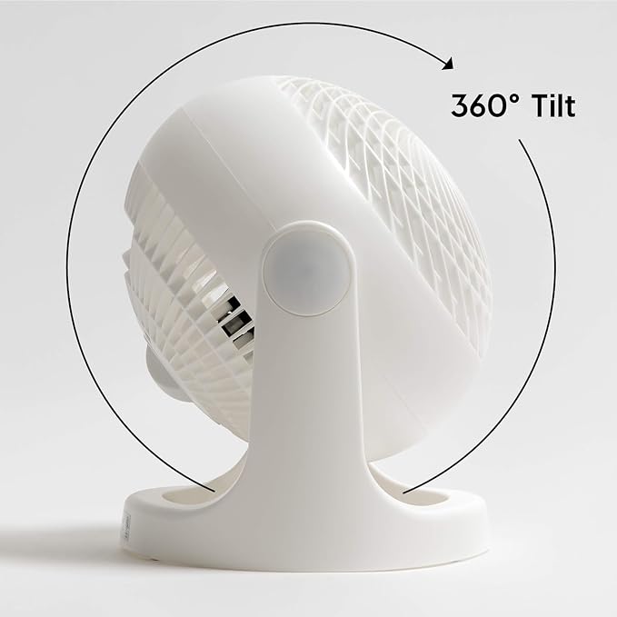 WOOZOO Desk Fan, Air Circulator, 3 Speeds, 52ft Max Air Distance, 360° Adjustable Tilt, 30 db Quiet Motor, Fan for Bedroom