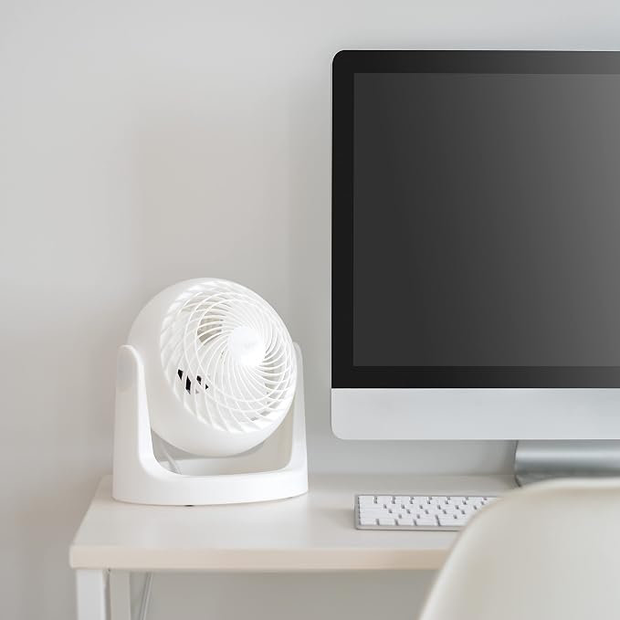 WOOZOO Desk Fan, Air Circulator, 3 Speeds, 52ft Max Air Distance, 360° Adjustable Tilt, 30 db Quiet Motor, Fan for Bedroom