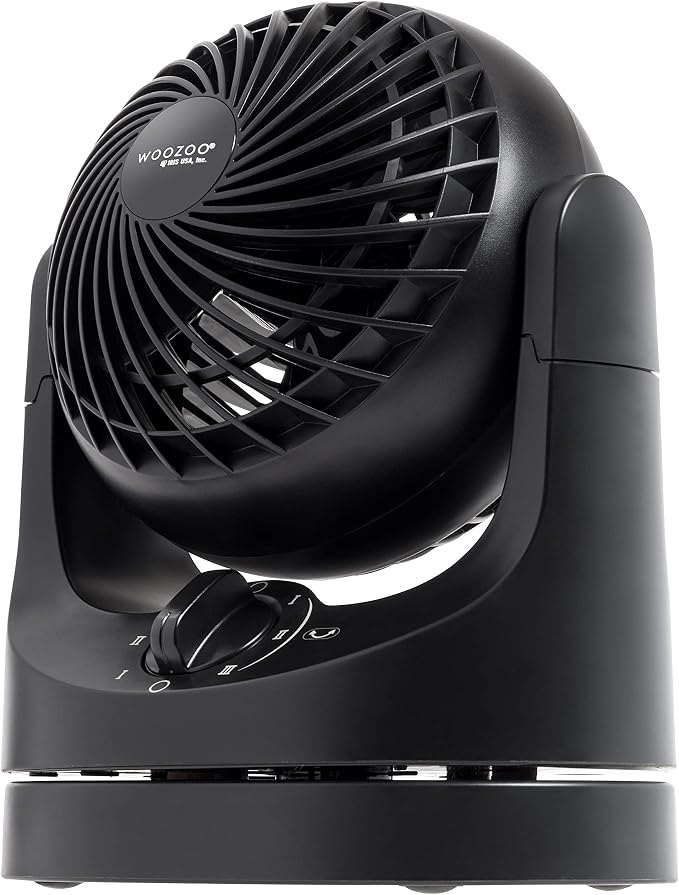 WOOZOO Desk Fan, Oscillating Table Air Circulator, 3 Speeds, 32ft Max Air Distance, 112° Adjustable Tilt, 27.5db Quiet Motor