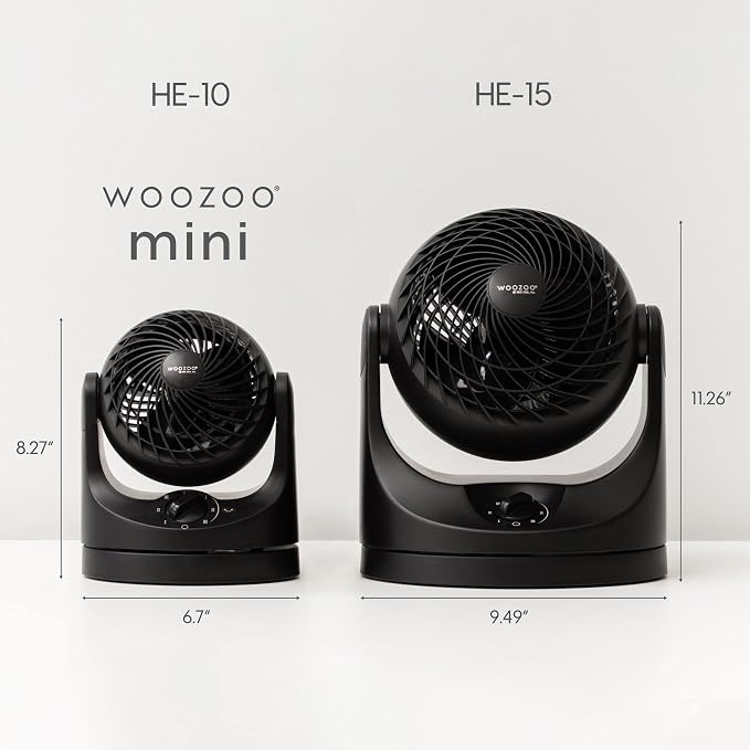 WOOZOO Desk Fan, Oscillating Table Air Circulator, 3 Speeds, 32ft Max Air Distance, 112° Adjustable Tilt, 27.5db Quiet Motor