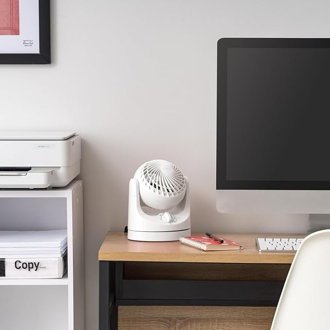 WOOZOO Desk Fan, Oscillating Table Air Circulator, 3 Speeds, 32ft Max Air Distance, 112° Adjustable Tilt, 27.5db Quiet Motor
