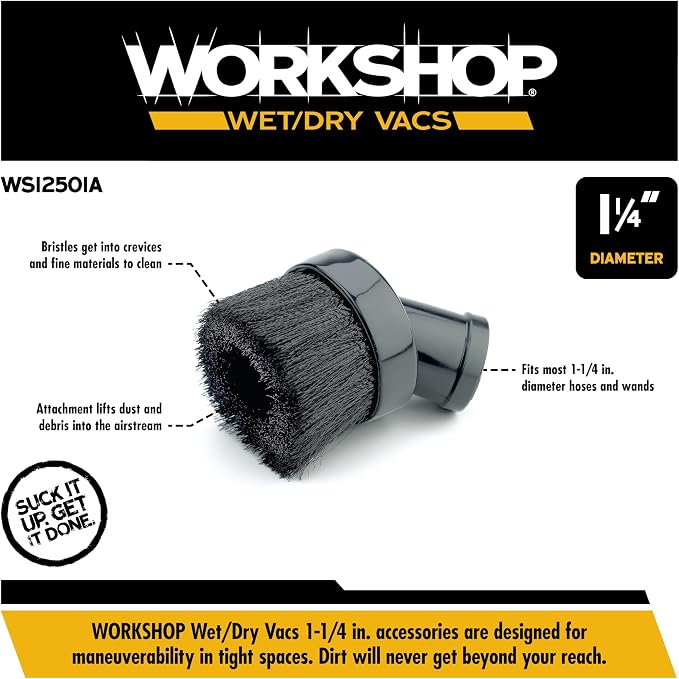WORKSHOP Wet/Dry Vacs Shop Vacuum Accessories WS12501A Dusting Brush Attachment for Wet Dry Vacuum Cleaners, alternate view 3