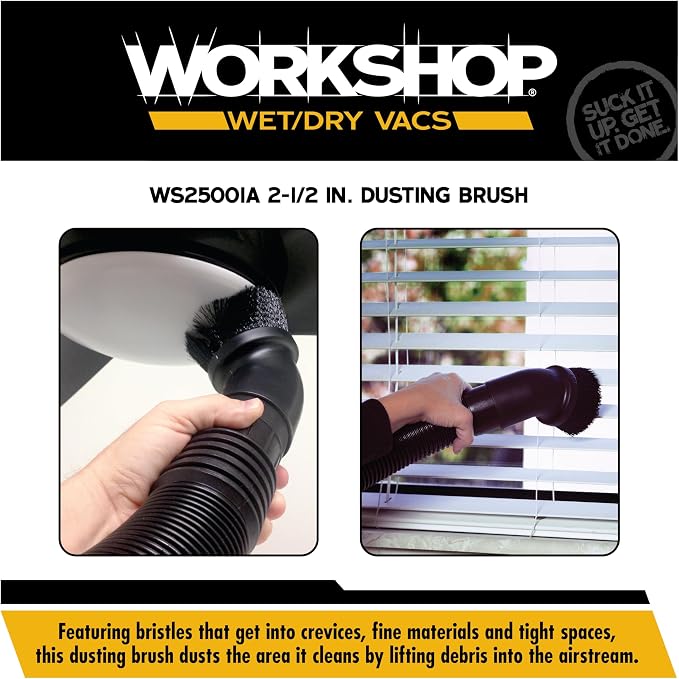 Shop Vacuum Accessories WS25001A Dusting Brush Attachment for Wet Dry Vacuum Cleaners, Fits 2-1/2-inch