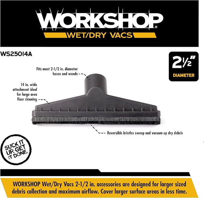 WORKSHOP Wet/Dry Vacs Shop Vacuum Accessories WS25014A Floor Brush Attachment for Wet Dry Vacuum Cleaners, Fits, alternate
