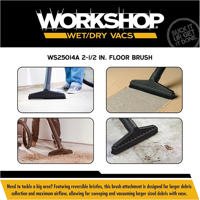 WORKSHOP Wet/Dry Vacs Shop Vacuum Accessories WS25014A Floor Brush Attachment for Wet Dry Vacuum Cleaners, Fits, alternate