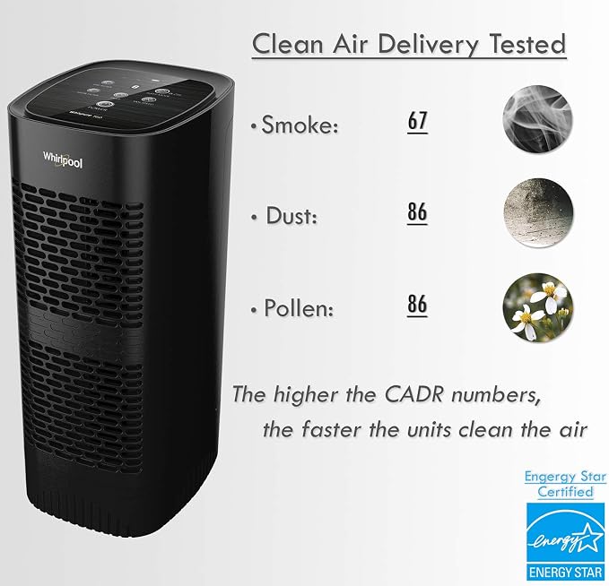 WPT60B Whispure True Hepa Air Purifier, Activated Carbon Advanced Anti-Bacteria, Ideal for Allergies, Odors, Pet Dander