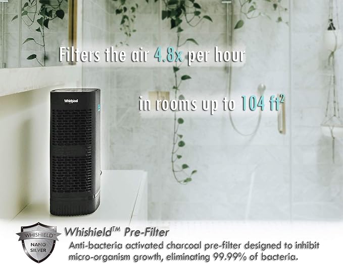 WPT60B Whispure True Hepa Air Purifier, Activated Carbon Advanced Anti-Bacteria, Ideal for Allergies, Odors, Pet Dander