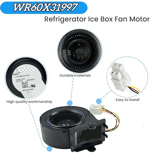 WR60X31997 Refrigerator Ice Box Fan Motor for GE Refrigerator,12VDC,0.23A Whirlpool Ice Box Fan WR60X31997, alternate product