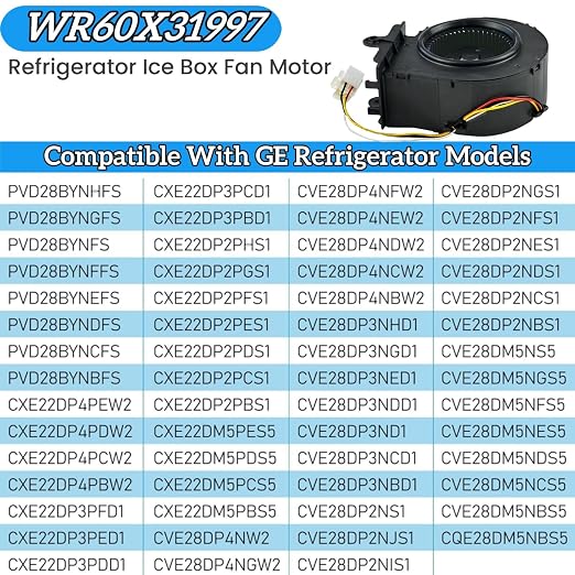 WR60X31997 Refrigerator Ice Box Fan Motor for GE Refrigerator,12VDC,0.23A Whirlpool Ice Box Fan WR60X31997, alternate product