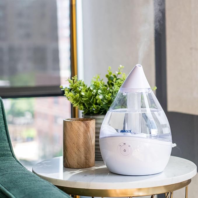 x HALLS Droplet Ultrasonic Small Air Humidifiers for Bedroom and Office, 0.5 Gallon Cool Mist Humidifier for Plants and Home