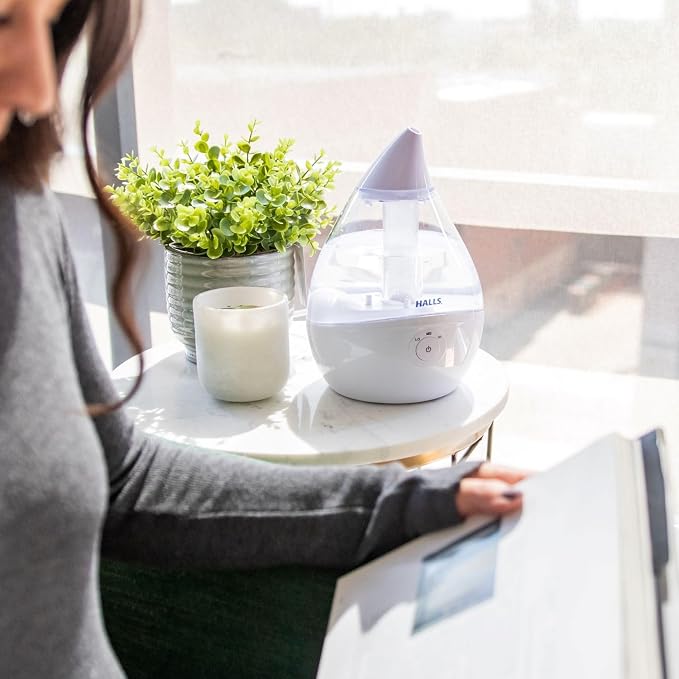 x HALLS Droplet Ultrasonic Small Air Humidifiers for Bedroom and Office, 0.5 Gallon Cool Mist Humidifier for Plants and Home