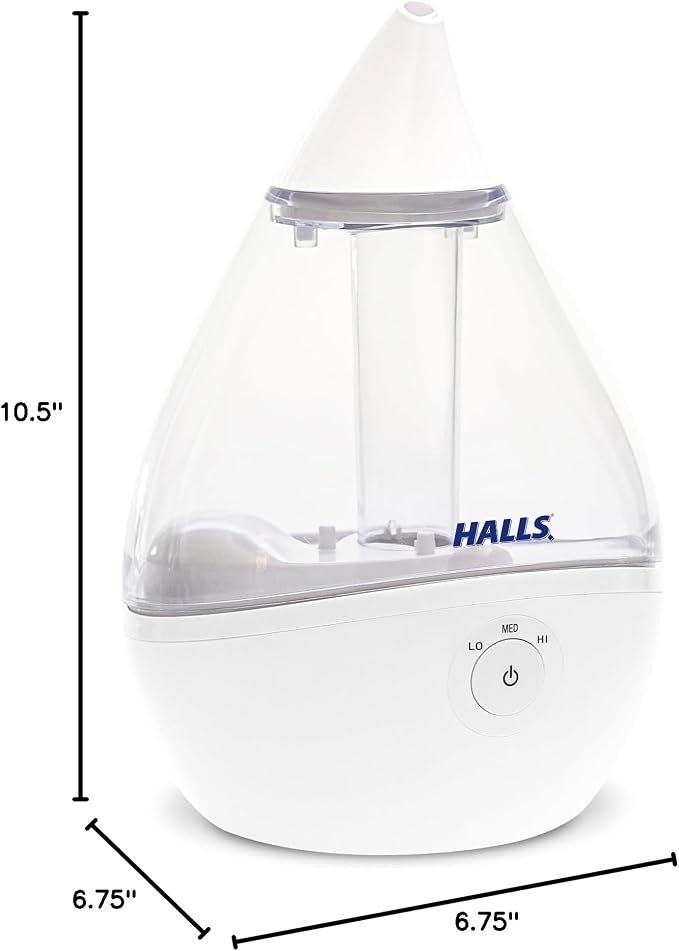 x HALLS Droplet Ultrasonic Small Air Humidifiers for Bedroom and Office, 0.5 Gallon Cool Mist Humidifier for Plants and Home