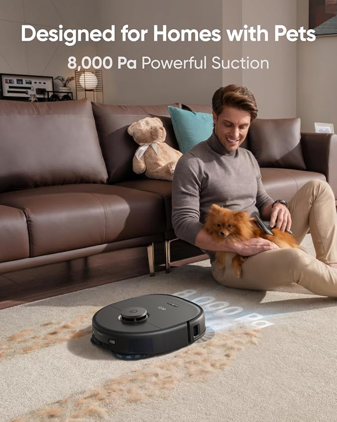 X10 Pro Omni Robot Vacuum and Mop Combo, 8,000 Pa Suction, Dual Mops with 12 mm Auto-Lift and Carpet Detection + Official