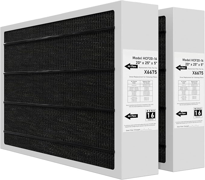 X6675 Merv 16 Air Filter 20x25x5 Efficient Air Filter Compatible with Lennox X6675 and Lennox HCC20-28 Furnace HVAC System