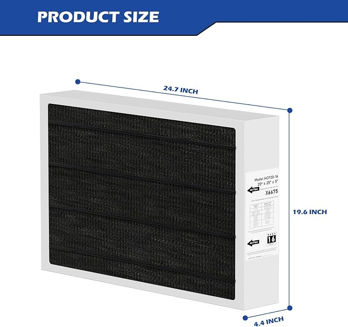 X6675 Merv 16 Air Filter 20x25x5 Efficient Air Filter Compatible with Lennox X6675 and Lennox HCC20-28 Furnace HVAC System