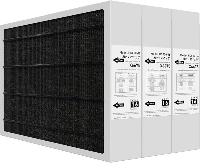 X6675 Merv 16 Air Filter 20x25x5 Efficient Air Filter Compatible with Lennox X6675 and Lennox HCC20-28 Furnace HVAC System