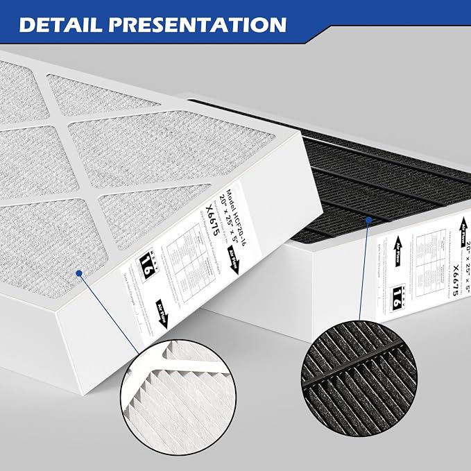 X6675 Merv 16 Air Filter 20x25x5 Efficient Air Filter Compatible with Lennox X6675 and Lennox HCC20-28 Furnace HVAC System