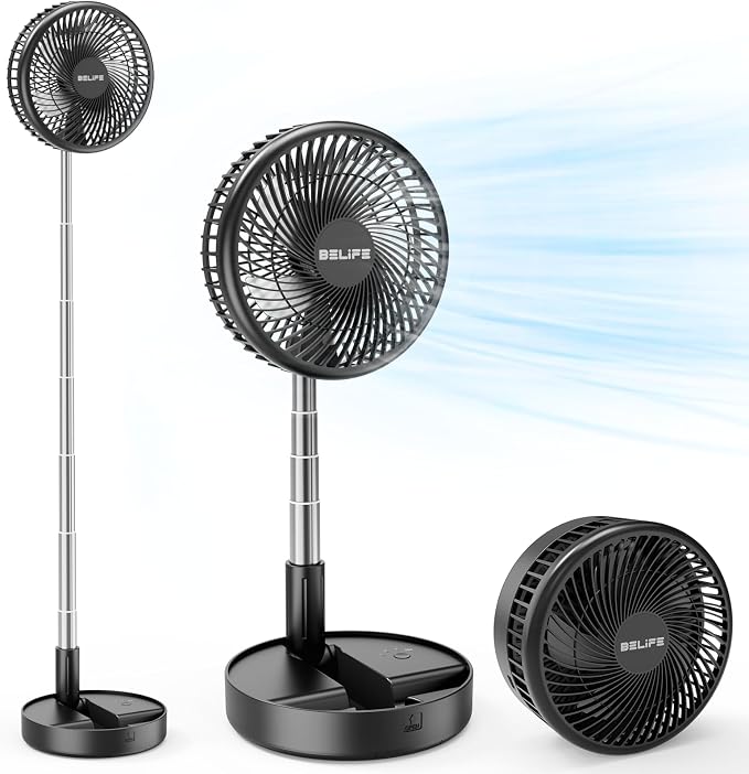 X8-Lite Portable Fan, 7200mAh Battery Powered Rechargeable,USB Desk Floor Fan with Remote, Foldable Telescopic Fan for Home