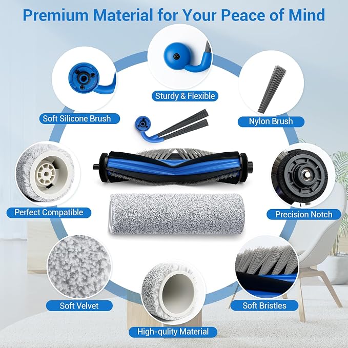 X9 Pro Omni Replacement Parts for Deebot X9 Pro Omni X9 Pro Robotic Vacuum Cleaner Parts with 2 Roller Brush,4 Mop,4