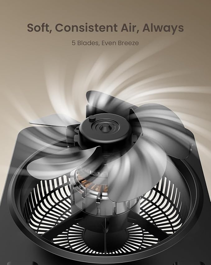XHK 13" Box Fan, Table Fan, Quiet Powerful Desk Fan with 3 Adjustable Speeds, 120 Min Timer, Compact & Portable, alternate