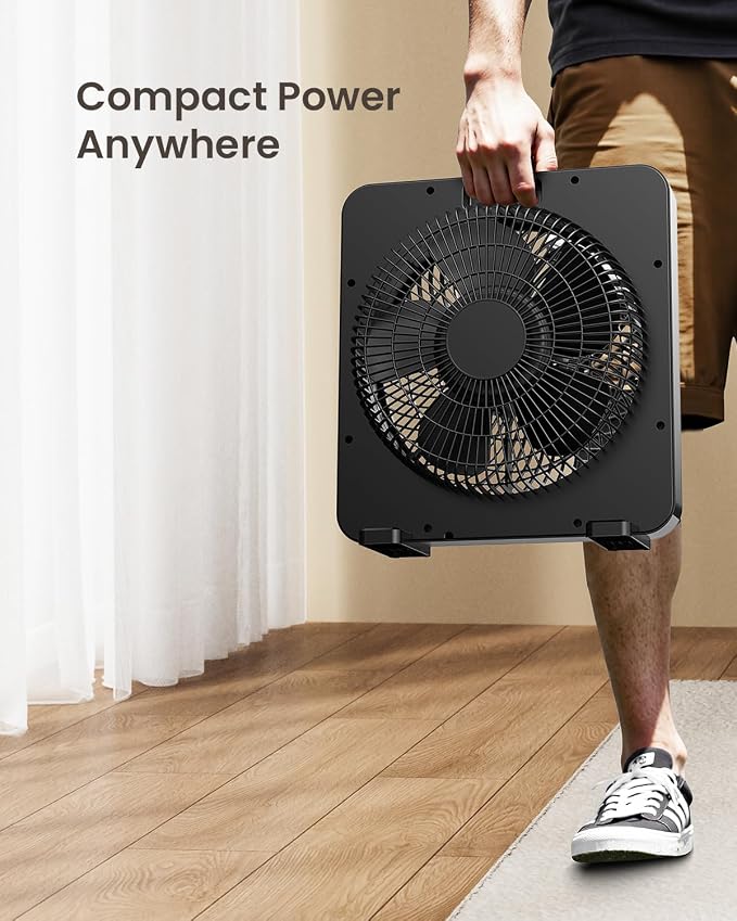 XHK 13" Box Fan, Table Fan, Quiet Powerful Desk Fan with 3 Adjustable Speeds, 120 Min Timer, Compact & Portable, alternate