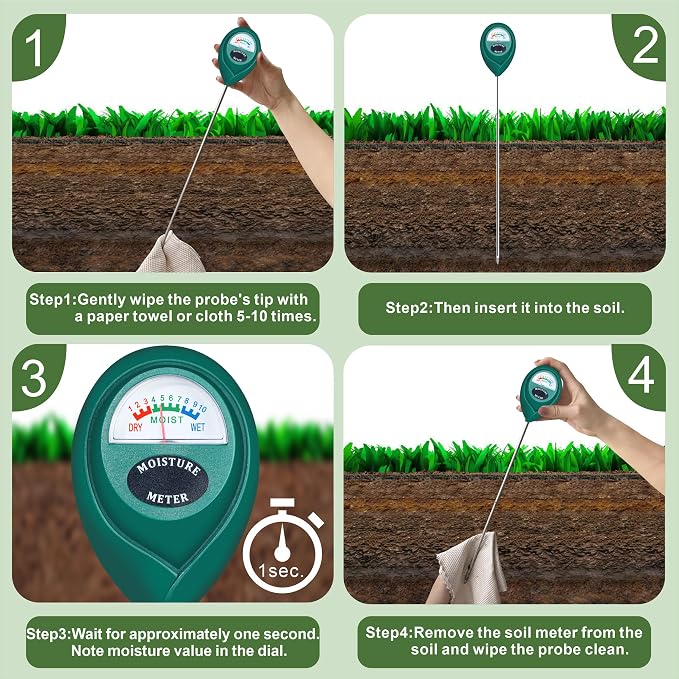 Long Probe Deep Use Soil Moisture Meter Sensor, Water Monitor Indicator, Hygrometer for Outdoor Indoor Large Pot Plants