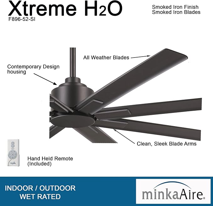 Xtreme H2O 52" Outdoor Ceiling Fan F896-52-CL - Coal, alternate product view 4