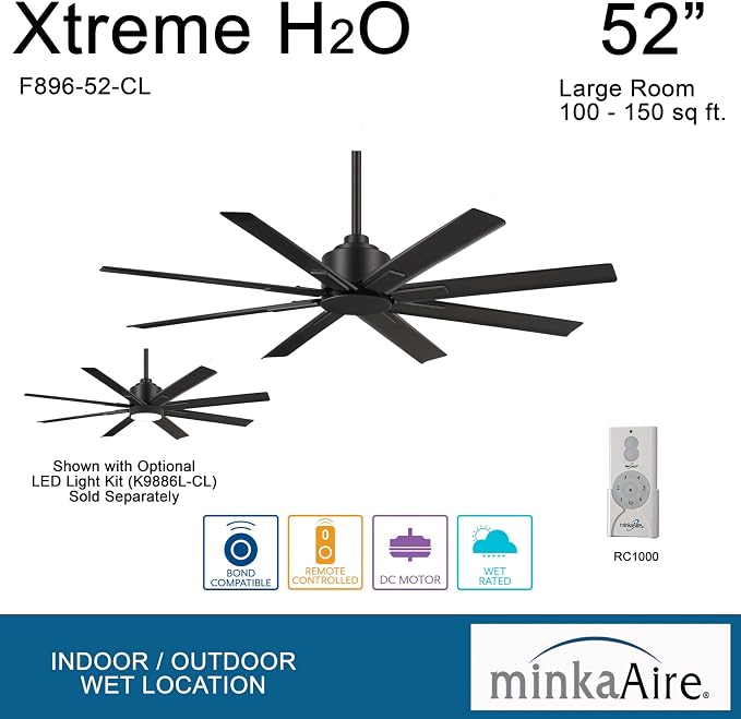 Xtreme H2O 52" Outdoor Ceiling Fan F896-52-CL - Coal, alternate product view 8
