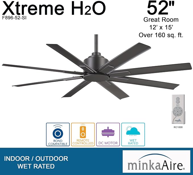 Xtreme H2O 52" Outdoor Ceiling Fan F896-52-SI - Smoked Iron, alternate product view 4