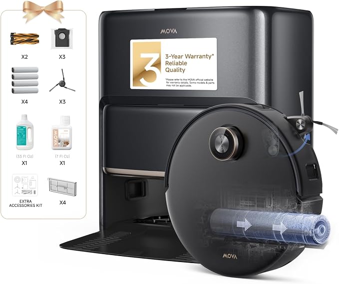 Z60 Ultra Roller Complete Robot Vacuum and Mop, 28,000Pa Suction, 3.14in Obstacle Crossing, AutoShield for Carpet Protection
