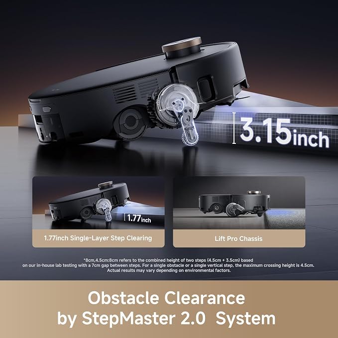 Z60 Ultra Roller Complete Robot Vacuum and Mop, 28,000Pa Suction, 3.14in Obstacle Crossing, AutoShield for Carpet Protection