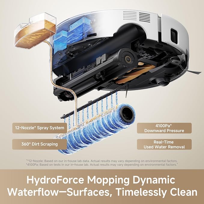 Z60 Ultra Roller SA Robot Vacuum and Mop, 26,000Pa Suction, Warm Water Mopping & Extending Roller, All-in-One Hand-Free