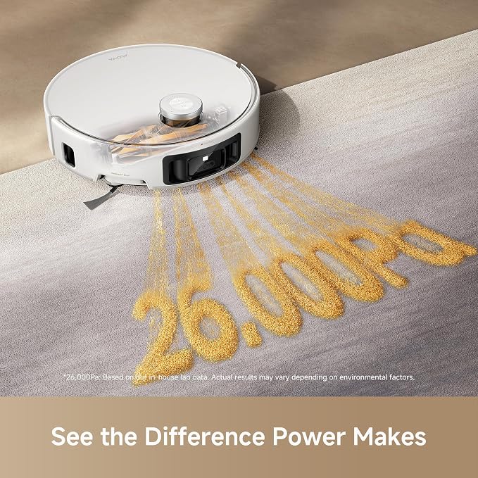 Z60 Ultra Roller SA Robot Vacuum and Mop, 26,000Pa Suction, Warm Water Mopping & Extending Roller, All-in-One Hand-Free