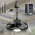 ZeboZap 16" Outdoor Ceiling Fan with Lights, IP65 WaterProof with for Patios, Canopy, Gazebo, and Pergola. Plug in Caged Fan