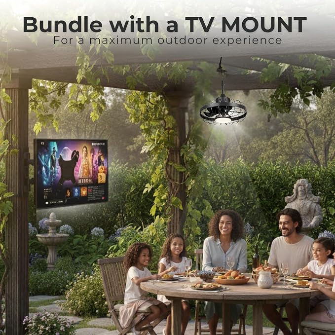 ZeboZap 16" Outdoor Ceiling Fan with Lights, IP65 WaterProof with for Patios, Canopy, Gazebo, and Pergola. Plug in Caged Fan