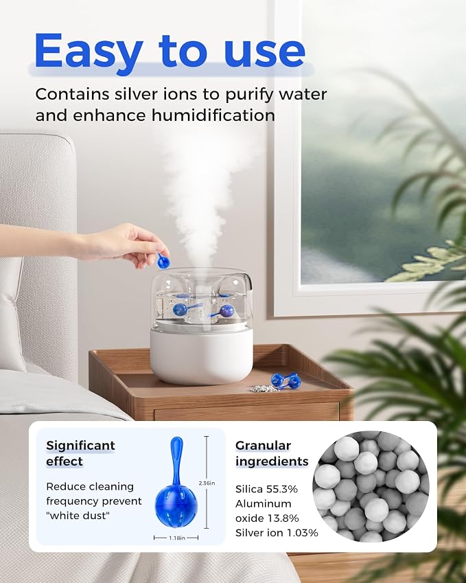 ZhenD 16 Pack Humidifier Cleaner Anti-Scale Balls: Stop White Dust, Extend Humidifier Life, help reduce Hard Water Build-Up