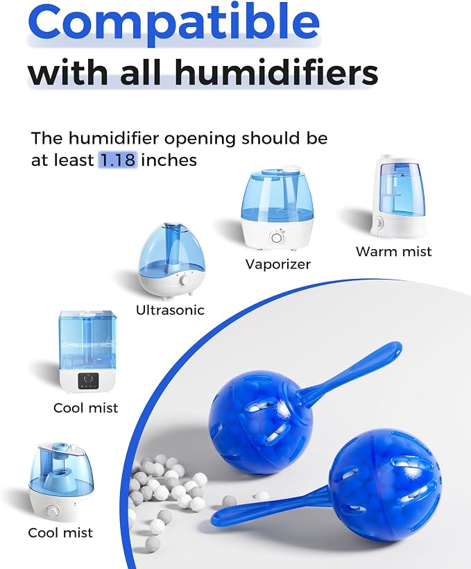 ZhenD 16 Pack Humidifier Cleaner Anti-Scale Balls: Stop White Dust, Extend Humidifier Life, help reduce Hard Water Build-Up